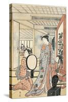 Woman in Front of Mirror-Katsukawa Shunsho-Stretched Canvas