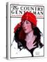 "Woman in Fur and Red Hat," Country Gentleman Cover, October 13, 1923-WM. Hoople-Stretched Canvas