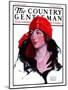 "Woman in Fur and Red Hat," Country Gentleman Cover, October 13, 1923-WM. Hoople-Mounted Giclee Print