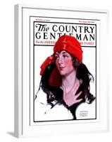 "Woman in Fur and Red Hat," Country Gentleman Cover, October 13, 1923-WM. Hoople-Framed Giclee Print