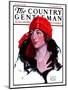 "Woman in Fur and Red Hat," Country Gentleman Cover, October 13, 1923-WM. Hoople-Mounted Giclee Print