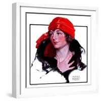 "Woman in Fur and Red Hat,"October 13, 1923-WM. Hoople-Framed Giclee Print