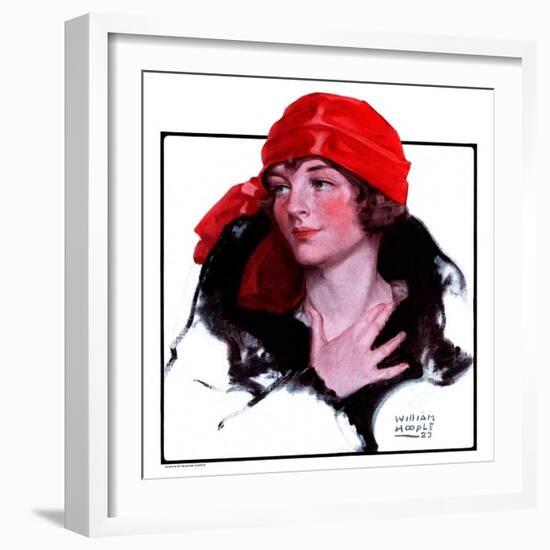 "Woman in Fur and Red Hat,"October 13, 1923-WM. Hoople-Framed Giclee Print