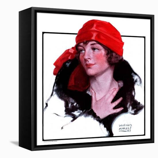 "Woman in Fur and Red Hat,"October 13, 1923-WM. Hoople-Framed Stretched Canvas