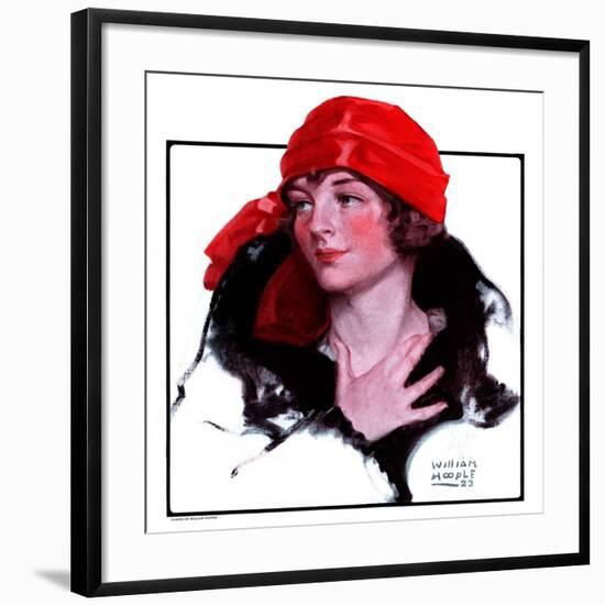"Woman in Fur and Red Hat,"October 13, 1923-WM. Hoople-Framed Giclee Print