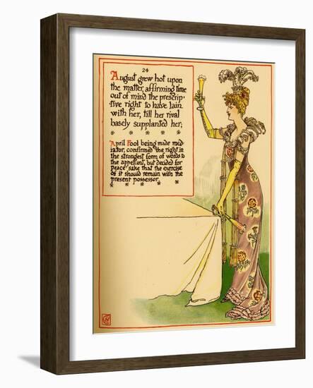 Woman In Gorgeous Gown Lifts A Glass To Toast-Walter Crane-Framed Art Print