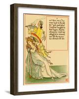 Woman In Gown And With Fan Turns Away The Head Of A Boar-Walter Crane-Framed Art Print