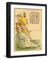 Woman In Gown And With Fan Turns Away The Head Of A Boar-Walter Crane-Framed Art Print