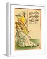 Woman In Gown And With Fan Turns Away The Head Of A Boar-Walter Crane-Framed Art Print