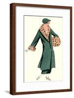 Woman in Green Coat by Jeanne Lanvin-null-Framed Art Print