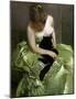 Woman in Green Dress with Black Cat-John White Alexander-Mounted Giclee Print