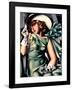 Woman in Green-Tamara de Lempicka-Framed Art Print