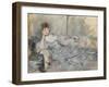 Woman in Grey Reclining, 1879 (Oil on Canvas)-Berthe Morisot-Framed Giclee Print