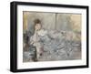 Woman in Grey Reclining, 1879 (Oil on Canvas)-Berthe Morisot-Framed Giclee Print