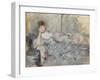 Woman in Grey Reclining, 1879 (Oil on Canvas)-Berthe Morisot-Framed Giclee Print