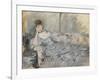 Woman in Grey Reclining, 1879 (Oil on Canvas)-Berthe Morisot-Framed Giclee Print