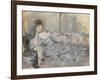 Woman in Grey Reclining, 1879 (Oil on Canvas)-Berthe Morisot-Framed Giclee Print