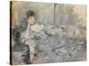 Woman in Grey Reclining, 1879 (Oil on Canvas)-Berthe Morisot-Stretched Canvas