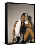 Woman in Gym after Workout, New York, New York, USA-null-Framed Stretched Canvas