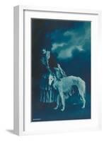 Woman in Gypsy Outfit with Borzoi-null-Framed Art Print