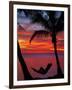 Woman in Hammock, and Palm Trees at Sunset, Coral Coast, Viti Levu, Fiji, South Pacific-David Wall-Framed Photographic Print