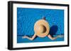 Woman in Hat Relaxing at the Pool-haveseen-Framed Art Print