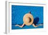 Woman in Hat Relaxing at the Pool-haveseen-Framed Art Print