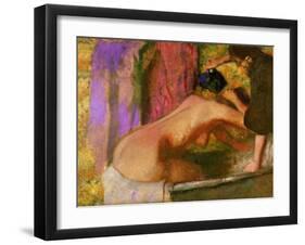 Woman in her bath Oil on canvas, 1895 .-Edgar Degas-Framed Giclee Print