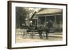 Woman in Horse-Drawn Buggy-null-Framed Art Print