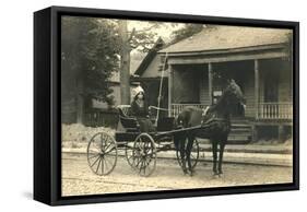 Woman in Horse-Drawn Buggy-null-Framed Stretched Canvas