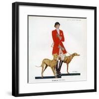 Woman in Hunting Outfit with Hounds, Magazine Plate, Spain, 1929-null-Framed Giclee Print