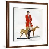 Woman in Hunting Outfit with Hounds, Magazine Plate, Spain, 1929-null-Framed Giclee Print