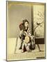 Woman in Kimono Playing Tsudzumi-Pump Park-Mounted Photographic Print