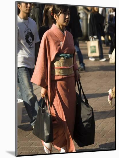 Woman in Kimono, Shibuya, Tokyo, Japan-Christian Kober-Mounted Photographic Print