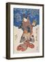 Woman in Kimono with Puppet and Background Decorated with Apple Blossoms-Utagawa Toyokuni-Framed Giclee Print