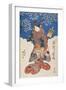 Woman in Kimono with Puppet and Background Decorated with Apple Blossoms-Utagawa Toyokuni-Framed Giclee Print