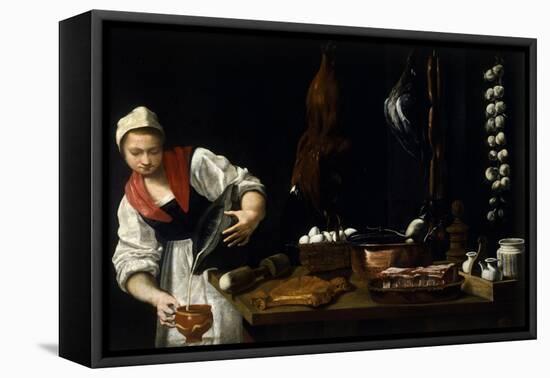 Woman in Kitchen-null-Framed Stretched Canvas