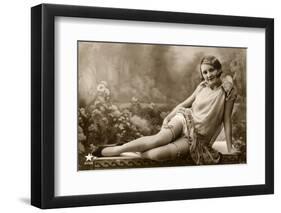 Woman in light dress-French School-Framed Photographic Print