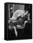 Woman in Man's Tie Silk Dressing Gown from Brooks Brothers-Nina Leen-Framed Stretched Canvas