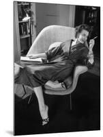Woman in Man's Tie Silk Dressing Gown from Brooks Brothers-Nina Leen-Mounted Photographic Print