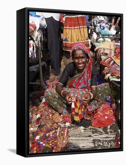Woman in Market, Mapusa, Goa, India-Michael Short-Framed Stretched Canvas