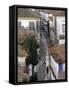 Woman in Narrow Alley with Whitewashed Houses, Obidos, Portugal-Merrill Images-Framed Stretched Canvas