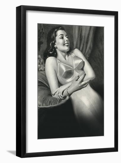 Woman in Old Fashioined Underwear-null-Framed Art Print