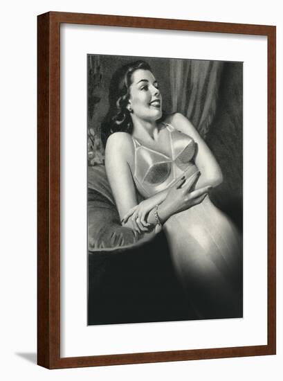 Woman in Old Fashioined Underwear-null-Framed Art Print