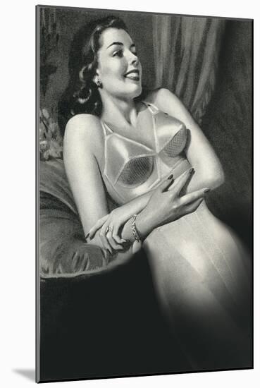 Woman in Old Fashioined Underwear-null-Mounted Art Print