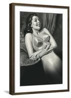 Woman in Old Fashioined Underwear-null-Framed Art Print