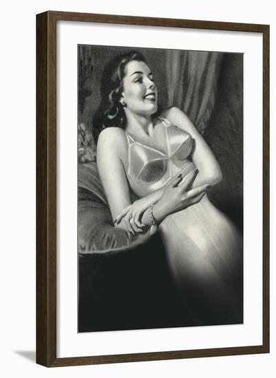 Woman in Old Fashioined Underwear-null-Framed Art Print