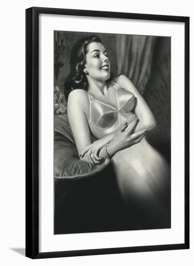 Woman in Old Fashioined Underwear-null-Framed Art Print