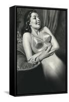 Woman in Old Fashioined Underwear-null-Framed Stretched Canvas