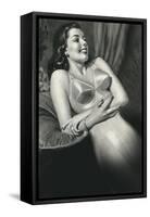 Woman in Old Fashioined Underwear-null-Framed Stretched Canvas